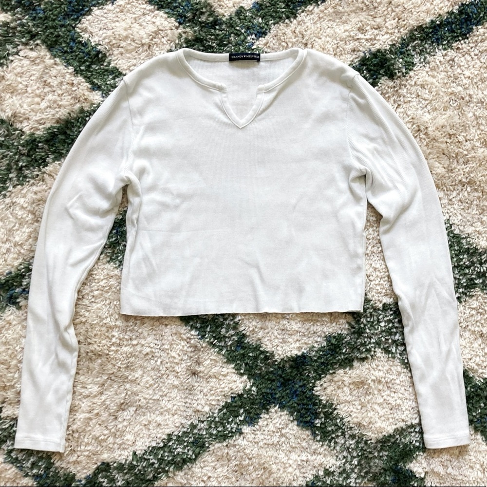 Brandy Melville White Cropped Shirt